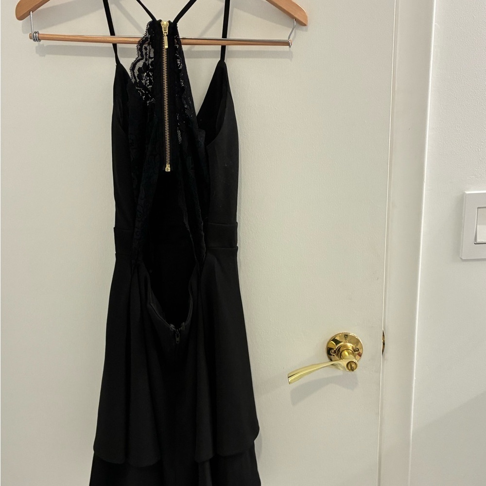 B Darlin Juniors Lace-Back cut out Fit Flare Black size 5/6 - Picture 4 of 7
